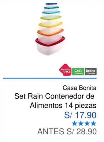 Maestro Casa Bonita Rain Contenedor de Alimentos Set 14 piezas oferta