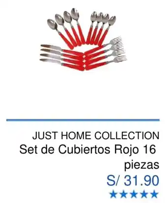Maestro Just Home Collection Cubiertos Rojo Set 16 piezas oferta