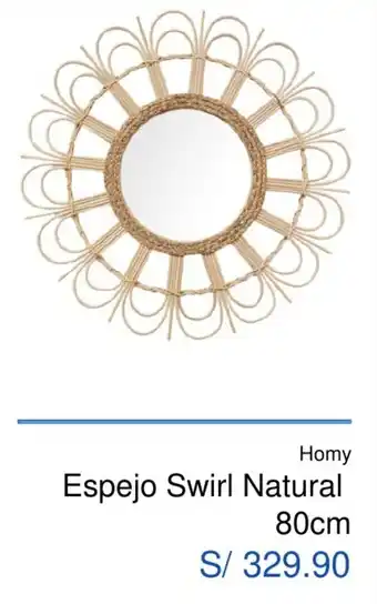 Maestro Homy Espejo Swirl Natural 80cm oferta