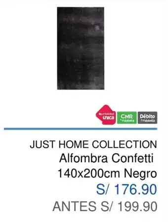 Maestro Just Home Collection Alfombra Confetti Negro 140 x 200cm oferta