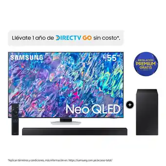 Tottus Tv neo qled 4k 55 + soundbar hwa450pe 300w oferta