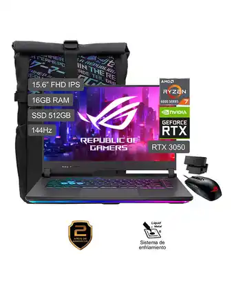 Tiendas EFE Laptop gaming asus 15" ips fhd amd ryzen 7 512gb ssd 16gb r7-6800h oferta