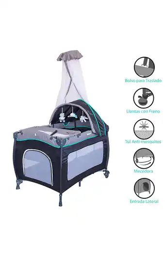 Tiendas EFE Cuna corral mecedora sally 716 celeste oferta