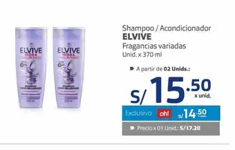 Makro Shampoo / acondicionador elvive fragancias variadas unid. x 370 ml oferta