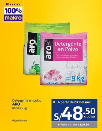 Makro Detergente en polvo aro bolsa x 9 kg oferta