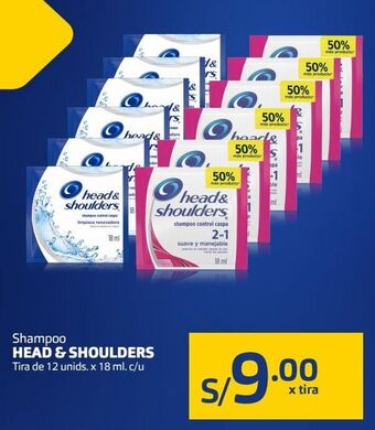 Makro Shampoo head & shoulders tira de 12 unids. x 18 ml. c/u oferta