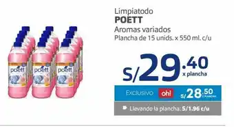 Makro Limpiatodo poett aromas variados plancha de 15 unids. x 550 ml. c/u oferta