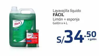 Makro Lavavajilla líquido fácil limón + esponja galón x 4 l oferta