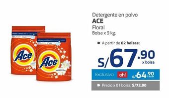 Makro Detergente en polvo ace floral bolsa x 9 kg oferta