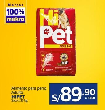 Makro Alimento para perro adulto hipet saco x 25 kg oferta