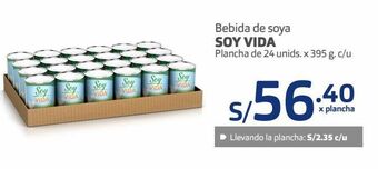 Makro Bebida de soya soy vida plancha de 24 unids. x 395 g. c/u oferta