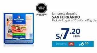 Makro Jamoneta de pollo san fernando pack de 6 pqtes. x 10 unids. x 85 g. c/u oferta