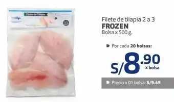 Makro Filete de tilapia 2 a 3 frozen bolsa x 500 g. oferta
