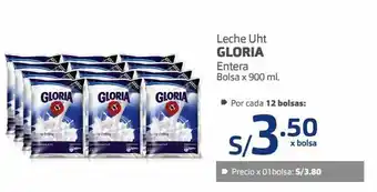 Makro Leche uht gloria entera bolsa x 900 ml. oferta