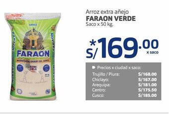Makro Arroz extra añejo faraon verde saco x 50 kg. oferta