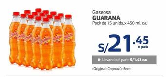 Makro Gaseosa guaraná pack de 15 unids. x 450 ml. c/u oferta
