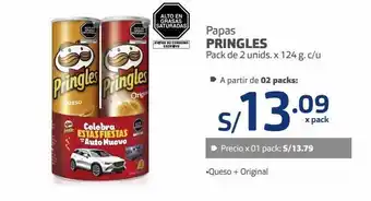 Makro Papas pringles pack de 2 unids. x 124 g. c/u oferta