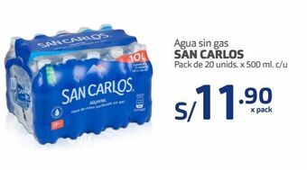 Makro Agua sin gas san carlos pack de 20 unids. x 500 ml. c/u oferta