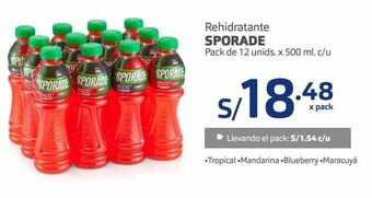 Makro Rehidratante sporade pack de 12 unids. x 500 ml. c/u oferta