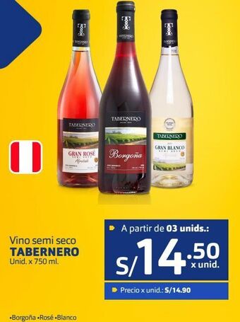 Makro Vino semi seco tabernero unid. x 750 ml. oferta
