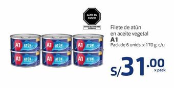 Makro Filete de atún en aceite vegetal a1 pack de 6 unids. x 170 g. c/u oferta