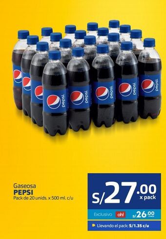 Makro Gaseosa pepsi pack de 20 unids. x 500 ml. c/u oferta