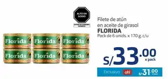 Makro Filete de atún en aceite de girasol florida pack de 6 unids. x 170 g. c/u oferta