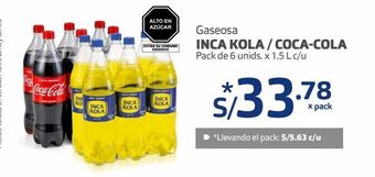 Makro Gaseosa inca kola / coca-cola pack de 6 unids. x 1.5 l c/u oferta