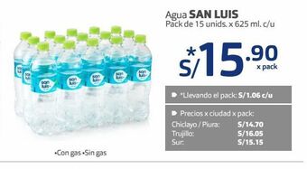 Makro Agua san luis pack de 15 unids. x 625 ml. c/u oferta