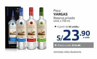 Makro Pisco vargas reserva privada unid. x 750 ml. oferta