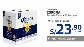 Makro Cerveza corona pack de 6 latas x 355 ml. c/u oferta