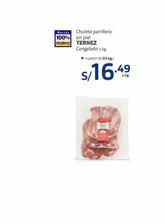 Makro Chuleta parrillera sin piel ternez congelado x kg oferta