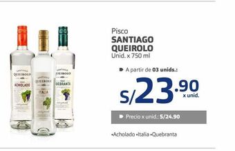 Makro Pisco santiago queirolo unid x 750 ml oferta