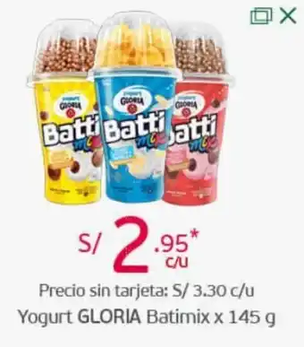 Tottus Yogurt Gloria Batimix 145g oferta