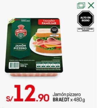Tottus Jamón Pizzero Braedt 480g oferta