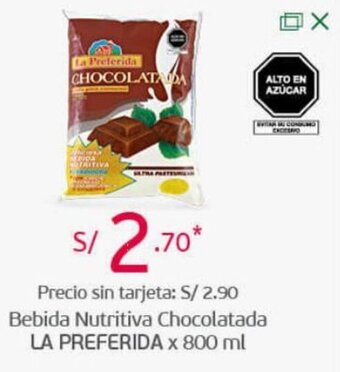 Tottus Bebida Nutritiva Chocolatada La Preferida 800ml oferta
