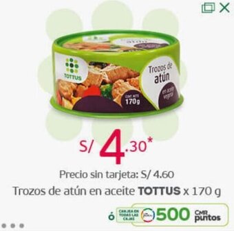 Tottus Trozos de Atún en Aceite Tottus 170g oferta