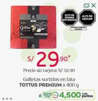 Tottus Galletas Surtidas en Lata Tottus Premium 400g oferta
