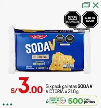 Tottus Six Pack Galletas Sodav Victoria 210g oferta