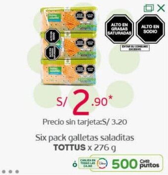 Tottus Six Pack Galletas Saladitas Tottus 276g oferta