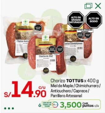Tottus Chorizo Tottus 400g oferta