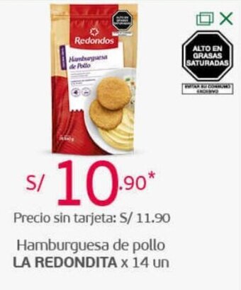 Tottus Hamburguesa de Pollo La Redondita 14 un oferta