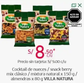Tottus Cocktail de Nueces Villa Natura 150g / 80g oferta