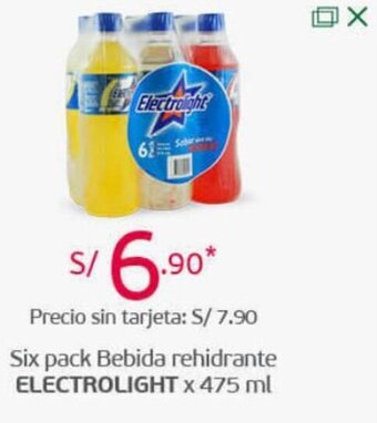 Tottus Six Pack Bebida Rehidrante Electrolight 475ml oferta