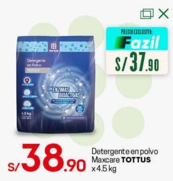 Tottus Detergente en Polvo Maxcare Tottus 4.5kg oferta