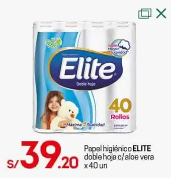 Tottus Papel Higiénico Doble Hoja c/Aloe Vera Elite 40 un oferta