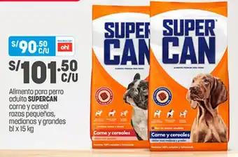 Plaza Vea Alimento para perro adulto SUPERCAN carne y cereal razas pequeñas , medianas y grandes bl x 15 kg oferta
