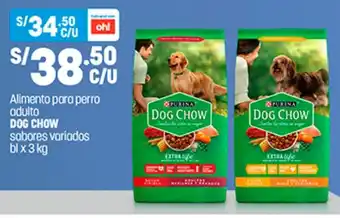 Plaza Vea Alimento para perro adulto DOG CHOW sabores variados bl x 3 kg oferta
