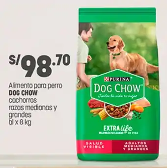 Plaza Vea Alimento para perro DOG CHOW cochorros razas medianas y grandes bl x 8 kg oferta