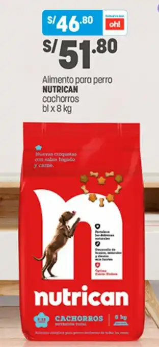 Plaza Vea Alimento para perro NUTRICAN cachorros bl x 8kg oferta